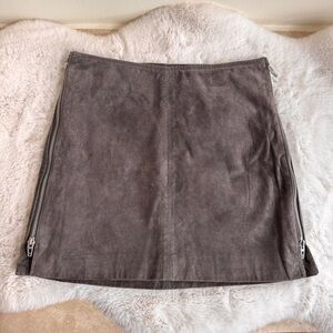 Blank NYC Brown Suede Leather Mini Skirt Side Zip Details Womens Size 26